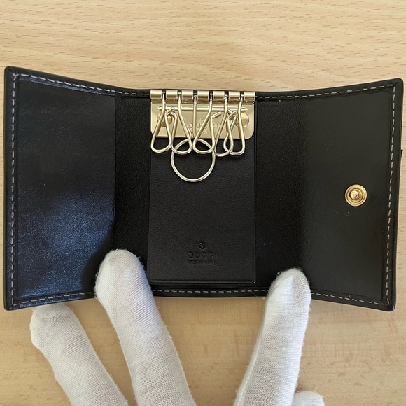 Vintage Gucci GG Black Leather Key Holder Box Controllato BNWOT - Picture 10 of 16